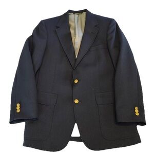 Vtg Barrister Wolf Brothers Wool Blazer Mens 40R Navy USA Gold Buttons Classic